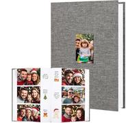 Album 10x15 450 Photos Avec Surface d'Écriture, Couverture en Lin Avec Fenêtre Frontale - Livre pour Enfants, Voyages, Famille, Images Bébé (Gris)