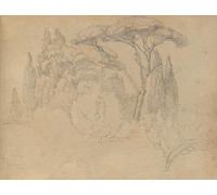 Album avec vues de Rome et ses environs Études de paysage page 29a : Affiche d'étude de paysage par Franz Johann Heinrich Nadorp (61 x 91,4 cm)