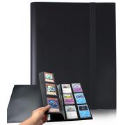 Album Classeur Carte 360 Pochette avec Sangle Elastique Empêchee, Classeur Cartes Pokemon Collectionner avec Poches des Deux Côtés, Rangement Carnet Carte Jeu Imperméable Compatible pour MTG Noir