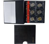 Album de collection avec cassette de protection pour 60 pièces : 10 pochettes pour pièces, compartiments 68 x 72mm. Pour pièces de monnaie jusqu'à 55mm de diamètre. Album à monnaie M.