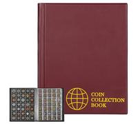Album de collection de pièces 350 pochettes 10 feuilles | Uncle Paul classeur de rangement pour pièces support de collection grand format pour Livre Penny Cent Euro Rouge CS0235RE