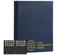 Album de collection de pièces 420 pochettes 10 feuilles | Uncle Paul classeur de rangement pour pièces support de collection grand format pour Livre Penny Cent Euro Bleu CS0242BL