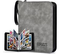 Album de Collection pour Cartes, Classeur Carte avec Fermeture Éclair, 400 Poches Porte Carte Imperméable, Cadeau pour enfants et adultes, Gris (400 Poches)