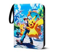 Album de collection pour cartes Pokémon 50 pages 400 cartes capacité - Album à collectionner avec fermeture éclair, Album de cartes, classeur pour cartes, carnet de collection en matériau PU, surface