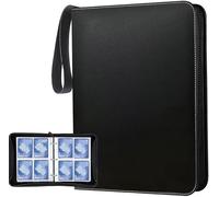 Album de collection pour Pokémon cartes 40 pages 400 pochettes Portable Étanche Avec surface PU Fermeture éclair Poignée de transport Porte cartes Classeur et organiseur (Noir A)