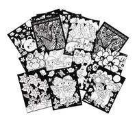 Album de coloriage en velours - Assortiment de 16 modèles - 19 x 25 cm - Coloriage noir - À colorier avec des feutres