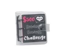 Album de monnaie à 25 pochettes en PVC à 3 anneaux - Classeur budgétaire - Porte-billets de banque - 114 x 100 mm - Portable - Carnet de défi