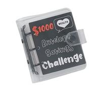 Album de monnaie à 25 pochettes en PVC à 3 anneaux - Classeur budgétaire - Porte-billets de banque - 114 x 100 mm - Portable - Carnet de défi