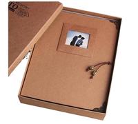 Album De Photos Album Photo rétro 10 pouces, bricolage, collage à la main, Couple romantique, amour, cadeau commémoratif, croissance, collection commémorative, Scrapbook(Brown)