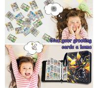 Album de rangement de cartes Pikachu et pages à 4 pochettes pour la collection et l'organisation des cartes à collectionner Pokémon. Livre à feuilles mobiles portable et imperméable, convient pour ran
