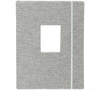 Album de rangement pour photos avec 208 emplacements en tissu de coton et lin et pochettes transparentes pour organiser des timbres, des cartes et des photos (gris)