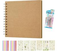 Album de scrapbooking à faire soi-même 18 x 18 cm à couverture rigide en papier kraft 20 feuilles, petit album de scrapbooking avec 8 autocollants d'album, un ensemble de surligneurs, livre de