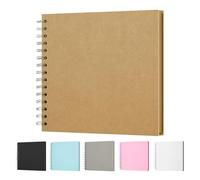 Album de scrapbooking - Carnet de croquis à couverture rigide, carnet de notes carré marron, journal de souvenirs à spirales, portefeuille d' vierges en carton | Livre de souvenirs personnel