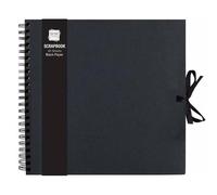 Album de scrapbooking carré en papier kraft de qualité avec ruban (noir, grand format 30 cm x 30 cm, 40 feuilles)