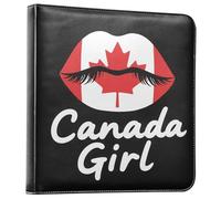 Album de scrapbooking en cuir synthétique avec lèvres canadiennes - Noir - Autocollant - Pour mariage, voyage, famille