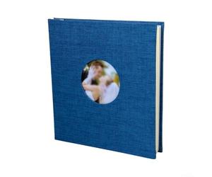 Album de scrapbooking en lin équilibré avec 40 feuilles blanches pour intégrer des photos, du texte et des éléments décoratifs sans distraction ni encombrement (rond bleu)