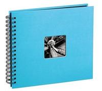 Album photo HAMA traditionnel FINE ART SPIRAL - 50 pages noires + feuillets cristal - 300 photos - Couverture Bleue Turquoise 36x32cm + fenêtre