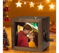 Album mécanique de luxe personnalisé avec lumière, album de mouvement à manivelle personnalisé fait à la main avec 8/16 photos, boîte d'amour romantique créative faite à la main (8 photos, sans LED)