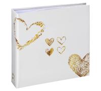 Hama Album traditionnel Lazise – 22,5×22 cm, 200 photos 10×15, 100 p., pochette CD – Blanc/Doré
