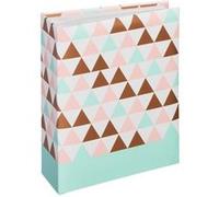 Hama Album photo vierge Minimax "Designline" (album photo traditionnel format 13 cm x 16,5 cm, pour 100 photos 10 cm x 15 cm, 100 pages, triangle) Blanc/Marron/Turquoise/Rose