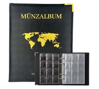 Album numismatique - 240 pièces (4,5 x 4 cm par grille) 2 euros de rangement de pièces de monnaie en cuir synthétique pour collection de pièces de monnaie et monnaie.