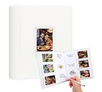 Album photo 180 pochettes pour Fujifilm Instax Mini 12 11 9 8, appareil photo polaroïd, fenêtre frontale, livre photo avec espace d'écriture pour film polaroïd 2x3 pouces (White)