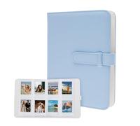 Album photo à 256 pochettes - Couverture en cuir - 6 x 9 cm - capacité - Pages double face - Pochettes pour album de mariage, photos de famille et souvenirs de voyage (bleu)