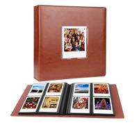 Album photo à 256 pochettes pour photos instantanées Polaroid i-Type/600/SX-70, compatible avec Fujifilm Wide 300/400, couverture rigide en cuir vegan avec fenêtre avant (marron)