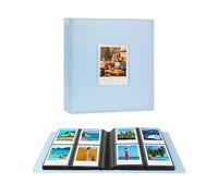 Album photo à 256 pochettes pour photos instantanées Polaroid i-Type/600/SX-70, compatible avec Fujifilm Wide 300/400, couverture rigide en cuir vegan avec fenêtre avant (bleu)