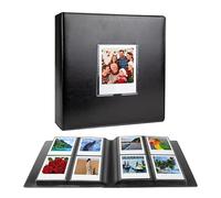 Album photo à 256 pochettes pour photos instantanées Polaroid i-Type/600/SX-70, compatible avec Fujifilm Wide 300/400, couverture rigide en cuir vegan avec fenêtre avant (noir)
