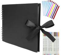 Album Photo À Coller,Scrapbooking, Pages Noires 80 Pages Album Photo Vierge,Livre Photo Scrapbook Avec 12 Marqueur Métalliques 714 Coin Photo Adhesif Cadeaux De Noël-Noir