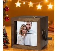 Album photo à manivelle LED personnalisé, boîte d'histoire photo à manivelle personnalisée avec lumière, cadeau fait main pour demande romantique