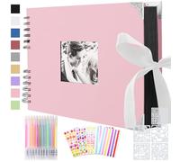 Album Photo à Personnaliser Soi-Même 80 Pages Scrapbooking Vintage Album Souvenir pour Bébé Famille Anniversaire Saint Valentin Mariage Noël Cadeau, Rose