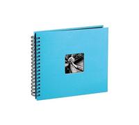 Album photo HAMA traditionnel FINE ART SPIRAL - 50 pages noires + feuillets cristal - 300 photos - Couverture Bleue Turquoise 36x32cm + fenêtre