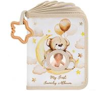 Album photo adapté aux bébés avec miroir de sécurité et anneau étoile extérieur en tissu doux pour un toucher doux, peut contenir 17 photos de 10 x 15 cm pour un suivi des jalons