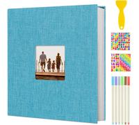 Album Photo Adhesif Diy Traditionnel Scrapbook 40 Pages, Scrapbooking Album Mariage Livre D'or, Idee Cadeau Original Pour Valentin De Noël Anniversaire (Turquoise)