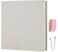 Album Photo Adhésif Scrapbooking 40 Pages, Couverture en Lin DIY Famille Scrapbook 28 X 27 cm, Cadeau Original pour Valentin de Noël Anniversaire Mariage (Beige)