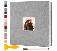 Album Photo Adhesif Vierge 28x27 CM Classeur Photo Livre Photo Personnalisable Scrapbook de Classe Mariage Livre D'or Enfant Bebe Carte Postale DIY, 60 Pages Gris