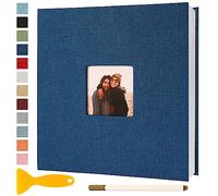 Album Photo Adhesif Vierge 33x32 CM Classeur Photo Livre Photo Personnalisable Scrapbook de Classe Mariage Livre D'or Enfant Bebe Carte Postale DIY, 60 Pages Bleu