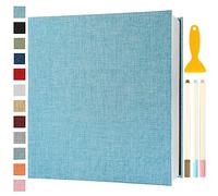 Album Photo Adhesif Vierge 33x32 CM Classeur Photo Livre Photo Personnalisable Scrapbook de Classe Mariage Livre D'or Enfant Bebe DIY Carte Postale, 120 Pages Bleu Clair