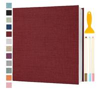 Album Photo Adhesif Vierge 33x32 CM Classeur Photo Livre Photo Personnalisable Scrapbook de Classe Mariage Livre D'or Enfant Bebe DIY Carte Postale, 120 Pages Rouge