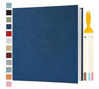 Album Photo Adhesif Vierge 33x32 CM Classeur Photo Livre Photo Personnalisable Scrapbook de Classe Mariage Livre D'or Enfant Bebe DIY Carte Postale, 120 Pages Bleu