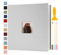 Album Photo Adhesif Vierge 33x32 CM Classeur Photo Livre Photo Personnalisable Scrapbook de Classe Mariage Livre D'or Enfant Bebe Carte Postale DIY, 120 Pages Blanc