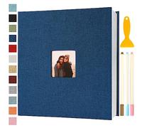 Album Photo Adhesif Vierge 33x32 CM Classeur Photo Livre Photo Personnalisable Scrapbook de Classe Mariage Livre D'or Enfant Bebe Carte Postale DIY, 120 Pages Bleu
