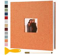 Album Photo Adhesif Vierge 33x32 CM Classeur Photo Livre Photo Personnalisable Scrapbook de Classe Mariage Livre D'or Enfant Bebe Carte Postale DIY, 40 Pages Orange