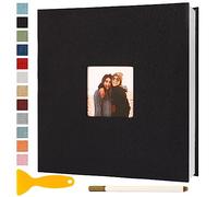 Album Photo Adhesif Vierge 33x32 CM Classeur Photo Livre Photo Personnalisable Scrapbook de Classe Mariage Livre D'or Enfant Bebe Carte Postale DIY, 60 Pages Noir