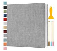 Album Photo Adhesif Vierge 33x32 CM Classeur Photo Livre Photo Personnalisable Scrapbook de Classe Mariage Livre D'or Enfant Bebe DIY Carte Postale, 120 Pages Gris