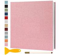 Album Photo Adhesif Vierge 33x32 CM Classeur Photo Livre Photo Personnalisable Scrapbook de Classe Mariage Livre D'or Enfant Bebe DIY Carte Postale, 60 Pages Rose