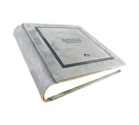 Album photo artisanal élégant en tissu Alcantara, personnalisable avec gravure. Idéal pour mariage, anniversaire, communion, baptême, tous les événements (Gris)