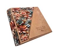 Album photo artisanal en tissu imprimé 3D et Alcantara, personnalisable avec gravure, classique avec papier de soie, mariage, anniversaire, mariage, communion, événements (Désert/Chameau)